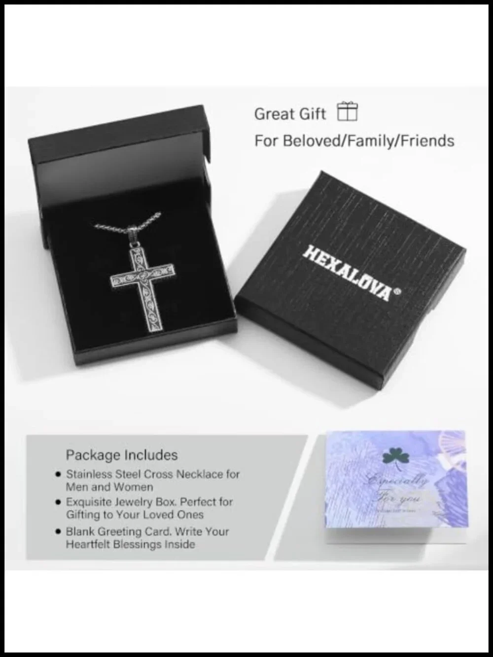 Gothic Cross Necklace 316L Stainless Steel Victorian Filigree Pendant 22 Chain